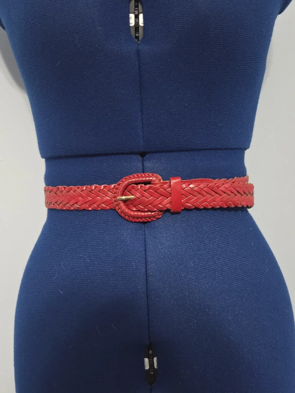 Cherry Red Braided Leather Belt